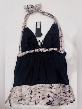 Authentic brand new black halo silk top XS